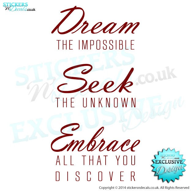 Dream The Impossible, Seek The Unknown, Embrace All That You Discover - Vinyl Wall Art - Wall Decal - Wall Decor - Home Decor