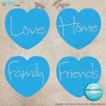 My 4 Hearts - Love, Home, Family, Friends - Vinyl Wall Art - Vinyl Wall Decal - Wall Decor - Home Decor