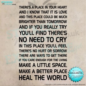 Michael Jackson - Heal The World - Song Lyrics - Vinyl Wall Art - Wall Decal - Vinyl Sticker  - Wall Decor