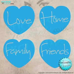My 4 Hearts - Love, Home, Family, Friends - Vinyl Wall Art - Vinyl Wall Decal - Wall Decor - Home Decor