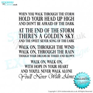 You`ll Never Walk Alone - Liverpool FC Anthem - YNWA Song Lyrics - Vinyl Wall Art - Wall Decal - Wall Decor